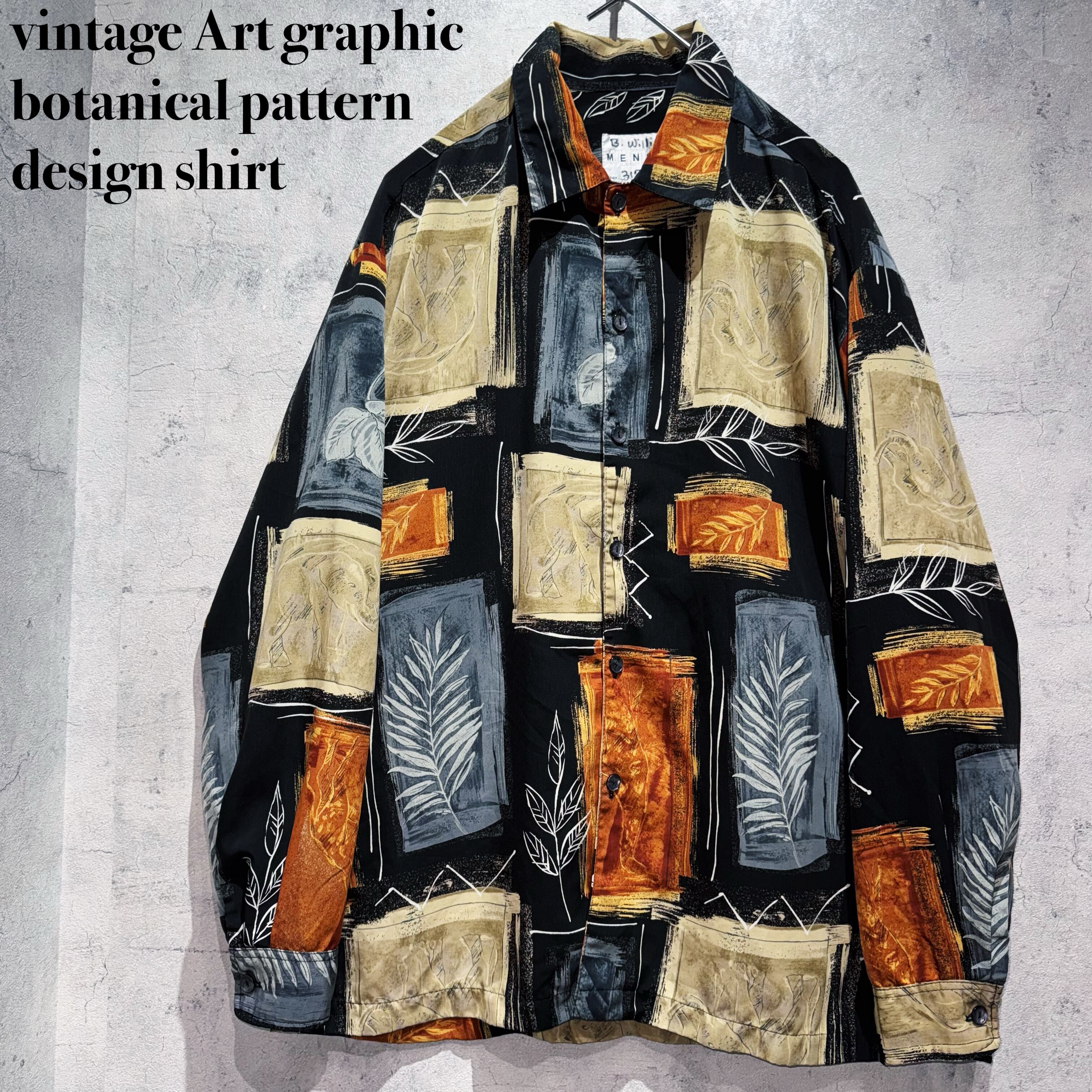 vintage Art graphic botanical pattern design shirt