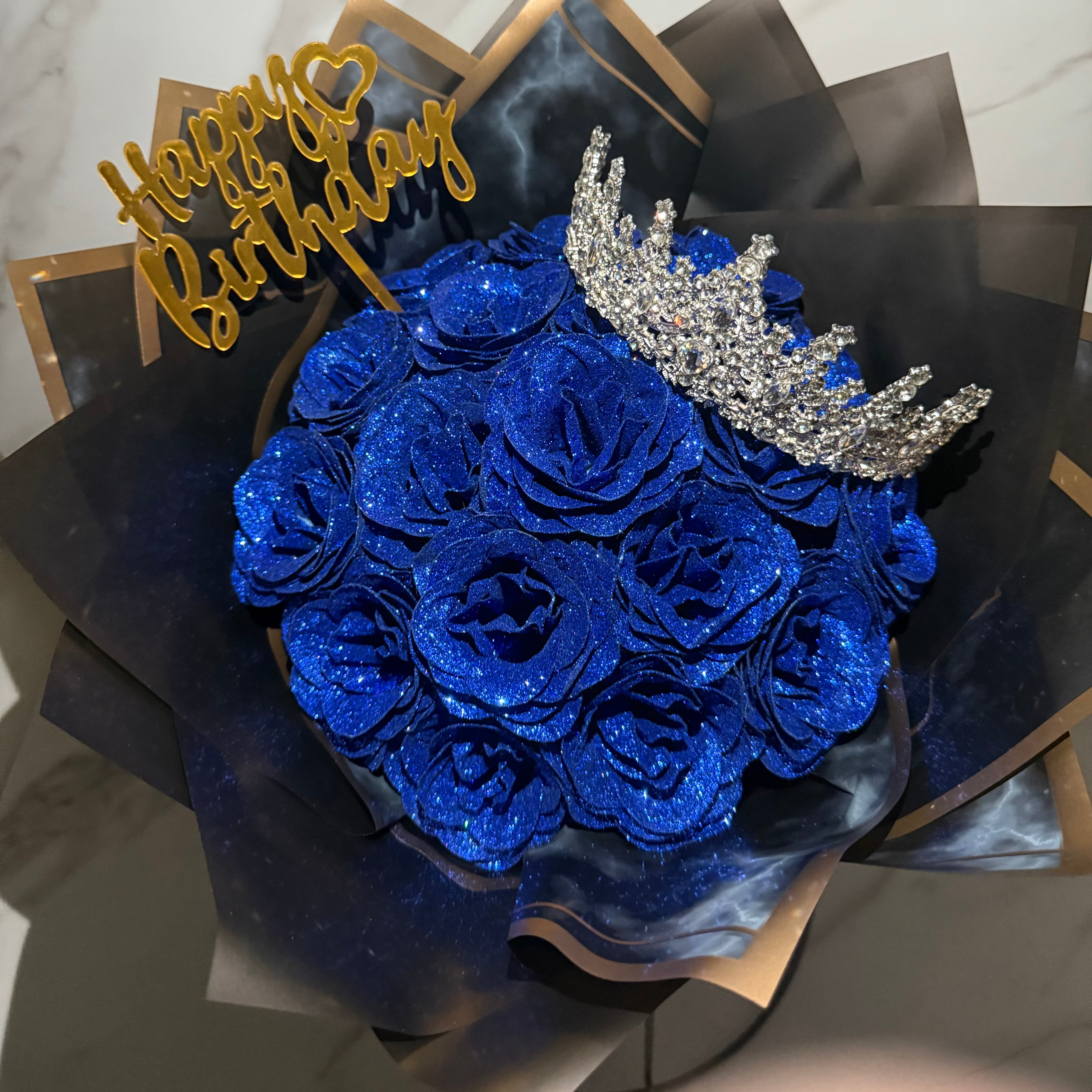 Blue/ブルー】Glitter roes bouquet ブーケ 花束18本 | STRAHLEN