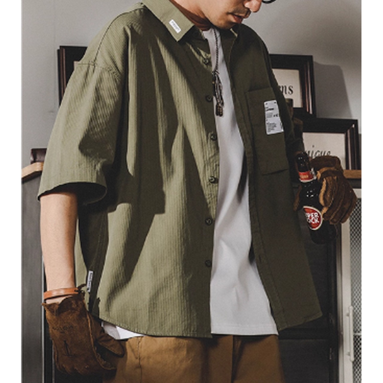 ピッチストライプオーバーサイズカジュアルシャツ 10149