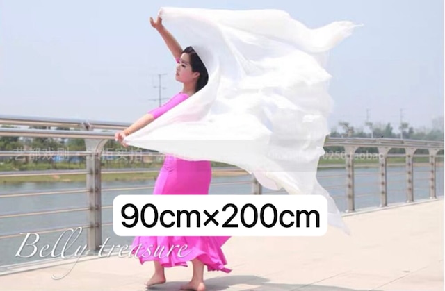 【90cm×200cm】キッズ用　ベリーダンス ベール　ホワイト　YD 202309