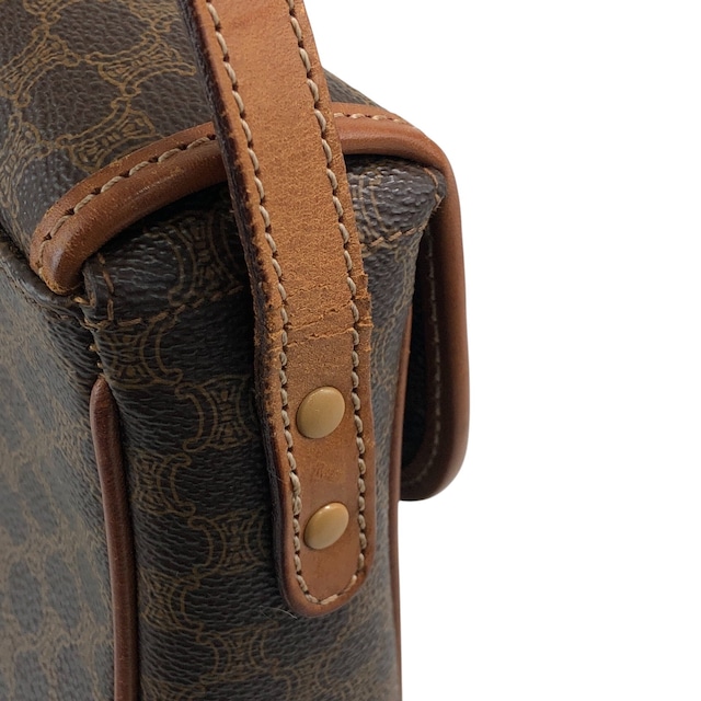 CELINE セリーヌ マカダム ショルダーバッグ ブラウン ホースシュー PVCレザー vintage ヴィンテージ オールド xmsrzd