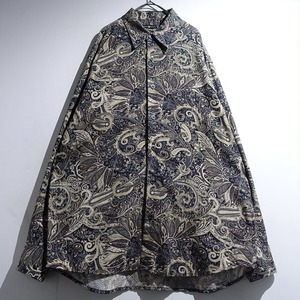 Multicolor Botanical Pattern Desgin Silk Shirt
