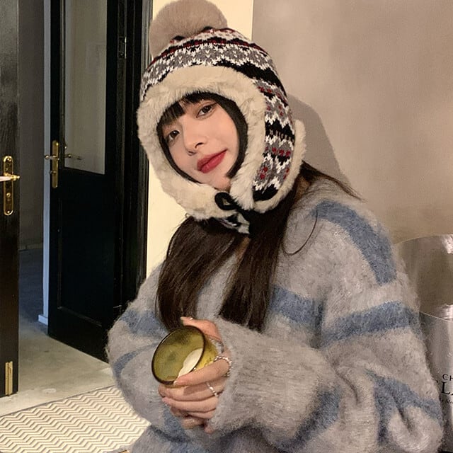 ニット帽 レディース 帽子 冬 自転車 耳当て付き スキー スノーボード