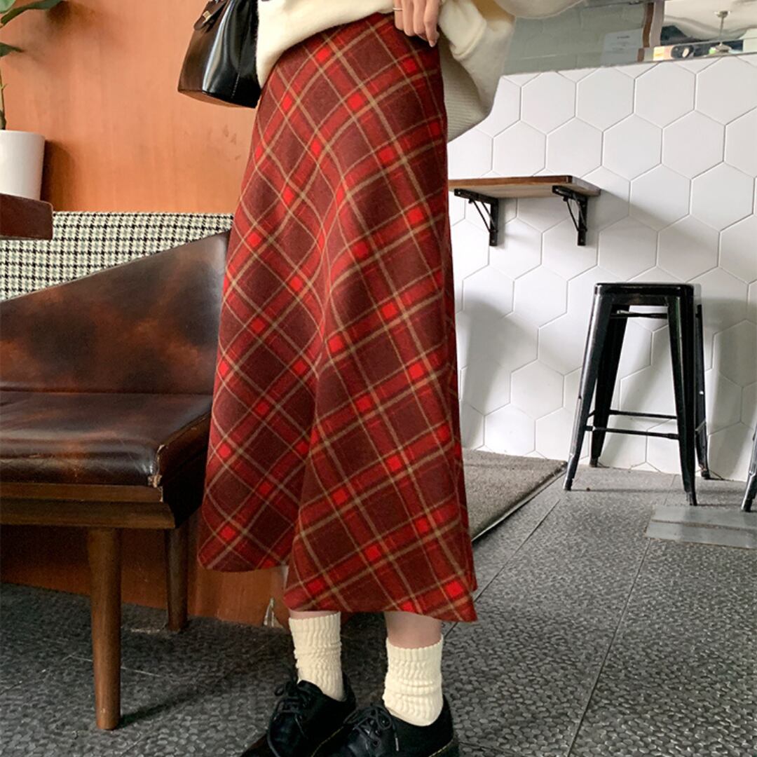 plaid wool skirt
