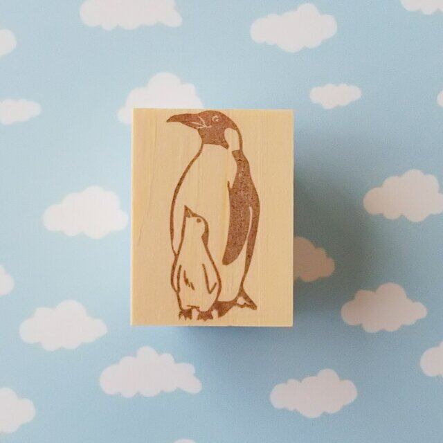 仲良し親子の皇帝ペンギン 消しゴムはんこ【メッセージカード・手紙