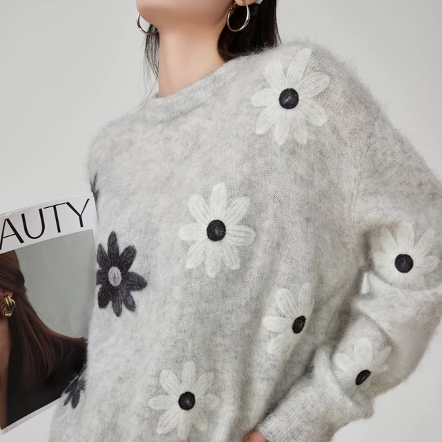 フラワー モチーフ ニット　59T08