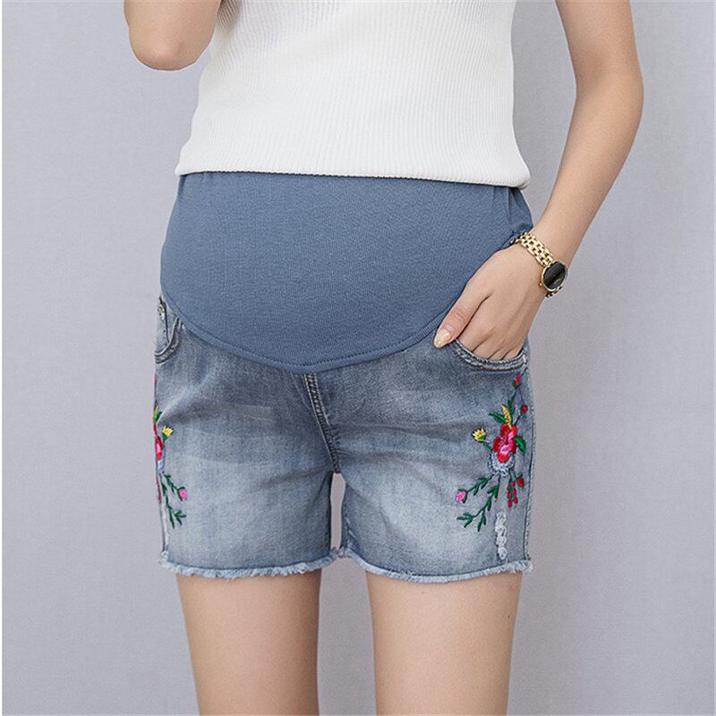 【新作】【送料無料】 HziriP刺繡妊娠ケアベリー2019妊娠中の服女性ショートパンツデニムマタニティショーツ 刺繍 ブルマー AL expec346371770068