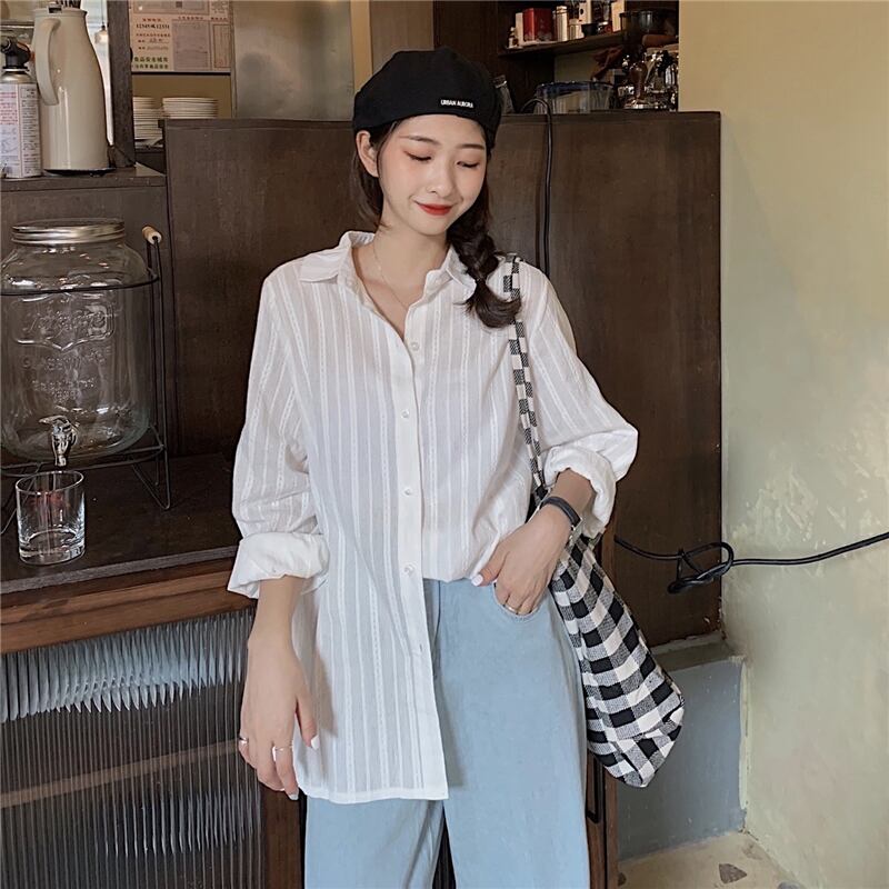 オーバーサイズ シャツワンピース モダン プリント ワンピース 膝下