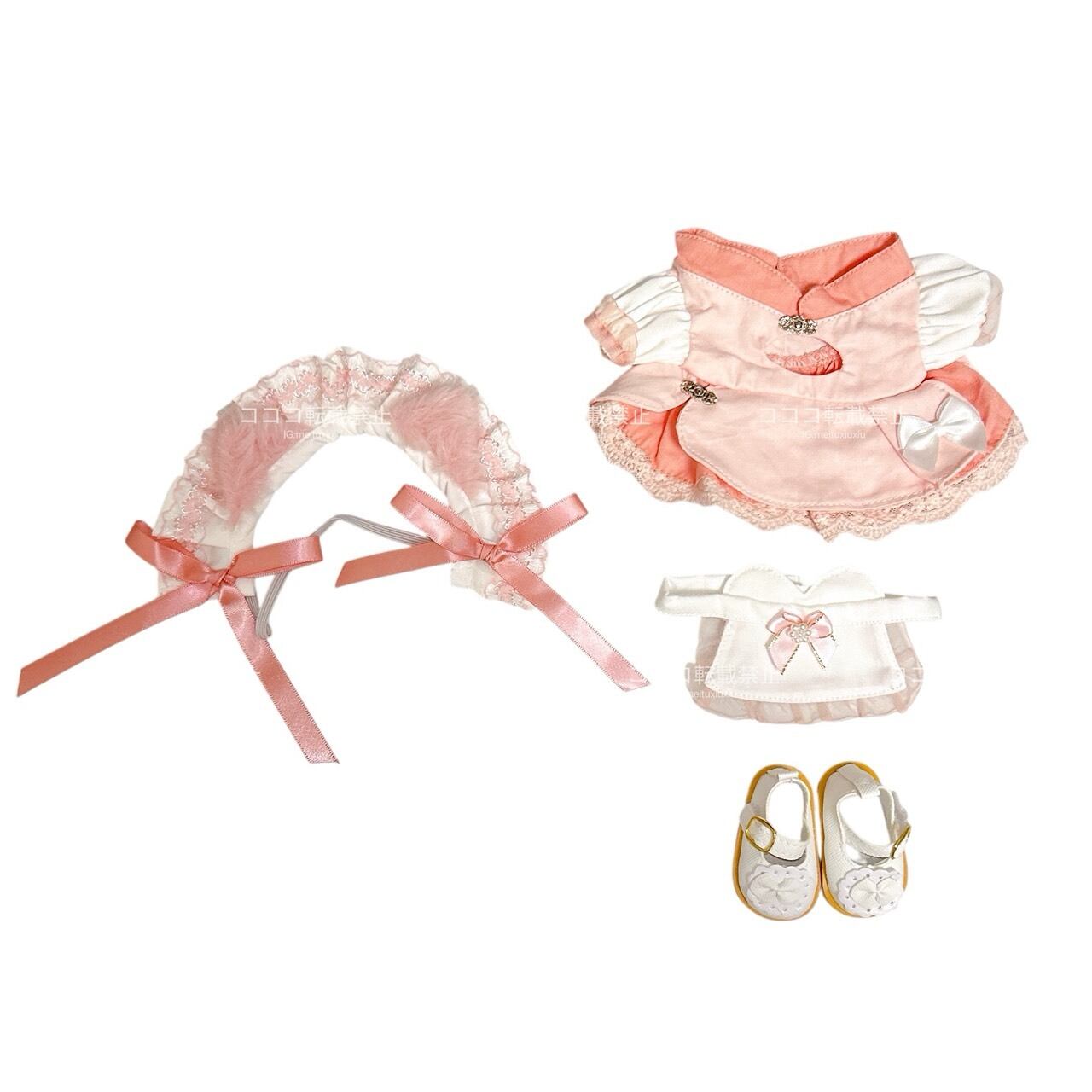 20cmぬい服】メイド服の靴付きセット ゴスロリ ロリータ ブラック