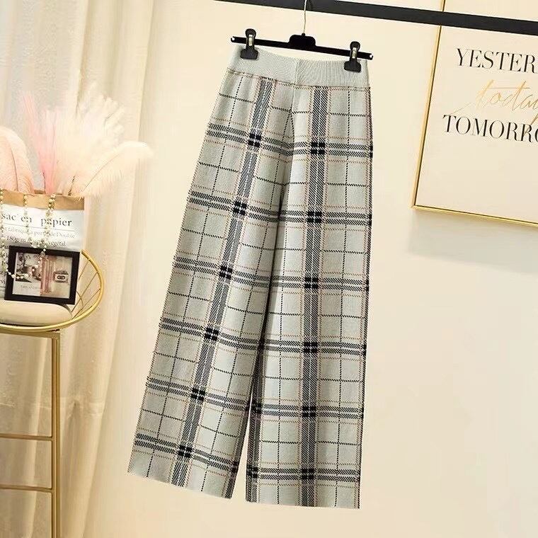 チェック柄ワイドパンツ