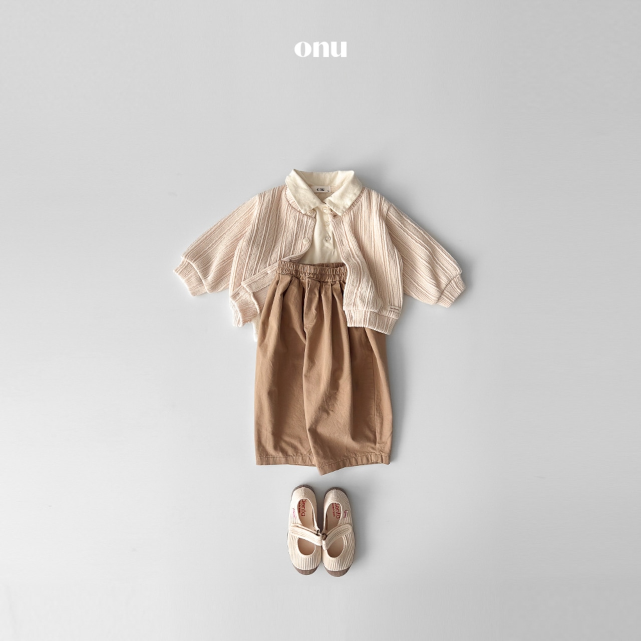 【即納品/送料無料/残り1点】ONU 26/SS Pige collar T-shirts アイボリー/Sサイズ|夏服|韓国子供服