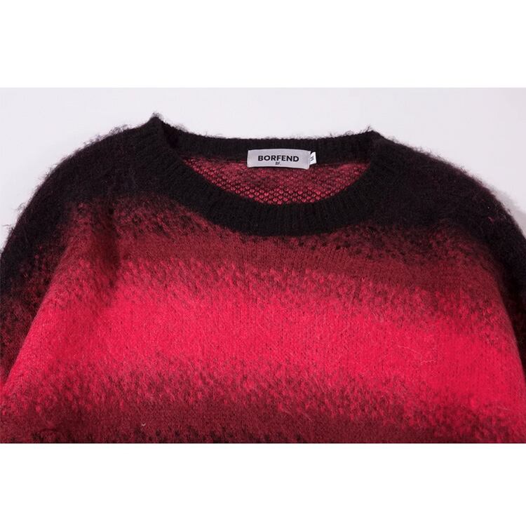★GRADIENT STRIPE MOHAIR ROUND NECK SWEATER　　　A0831