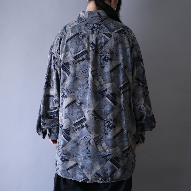 dark flower art pattern over silhouette shirt