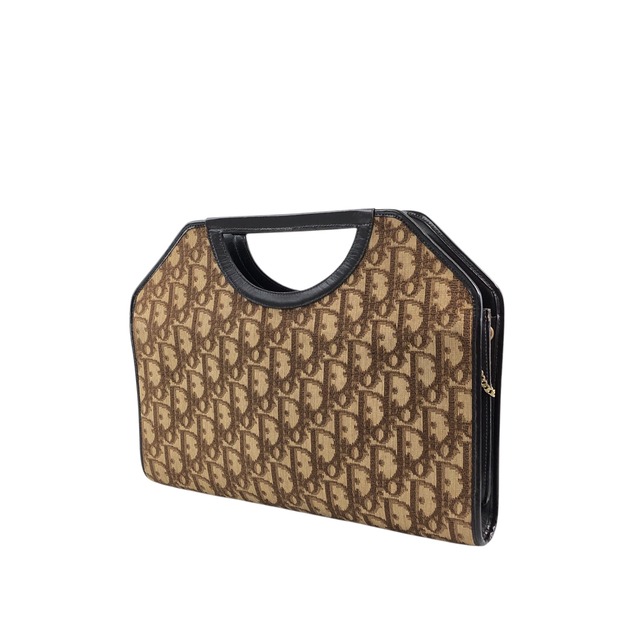 Christian Dior クリスチャン ディオール トロッター ハンドバッグ ブラウン ジャガード vintage ヴィンテージ オールド erc4b6