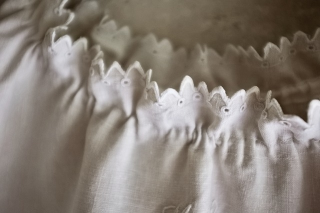 フランス 1900s リネン 灰色サーカスとピエロギャザーワンピースc アンティーク