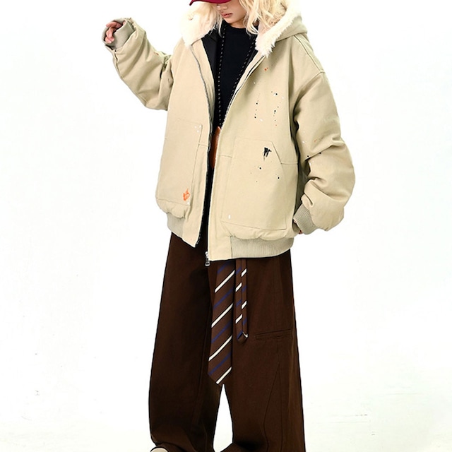 ペイントスプラッシュファーフーディブルゾン 2col R01245