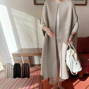 round neck sleeveless cape cardigan(SN033)