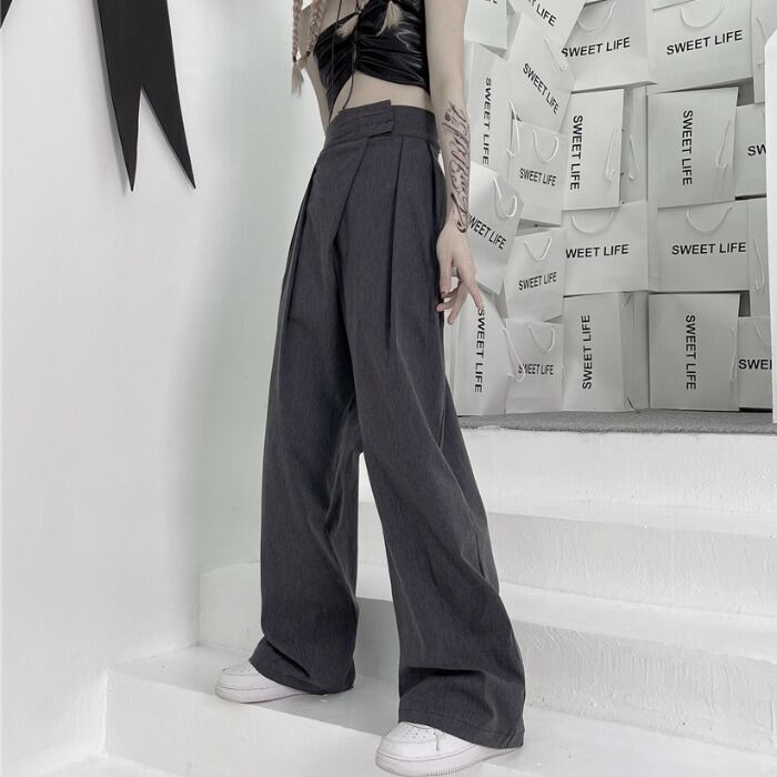 スプリングサマースタイルハイウェストウェストルーズワイドレッグカジュアル かわいい 春物 夏物 ワイドパンツ ケッペル59896528277