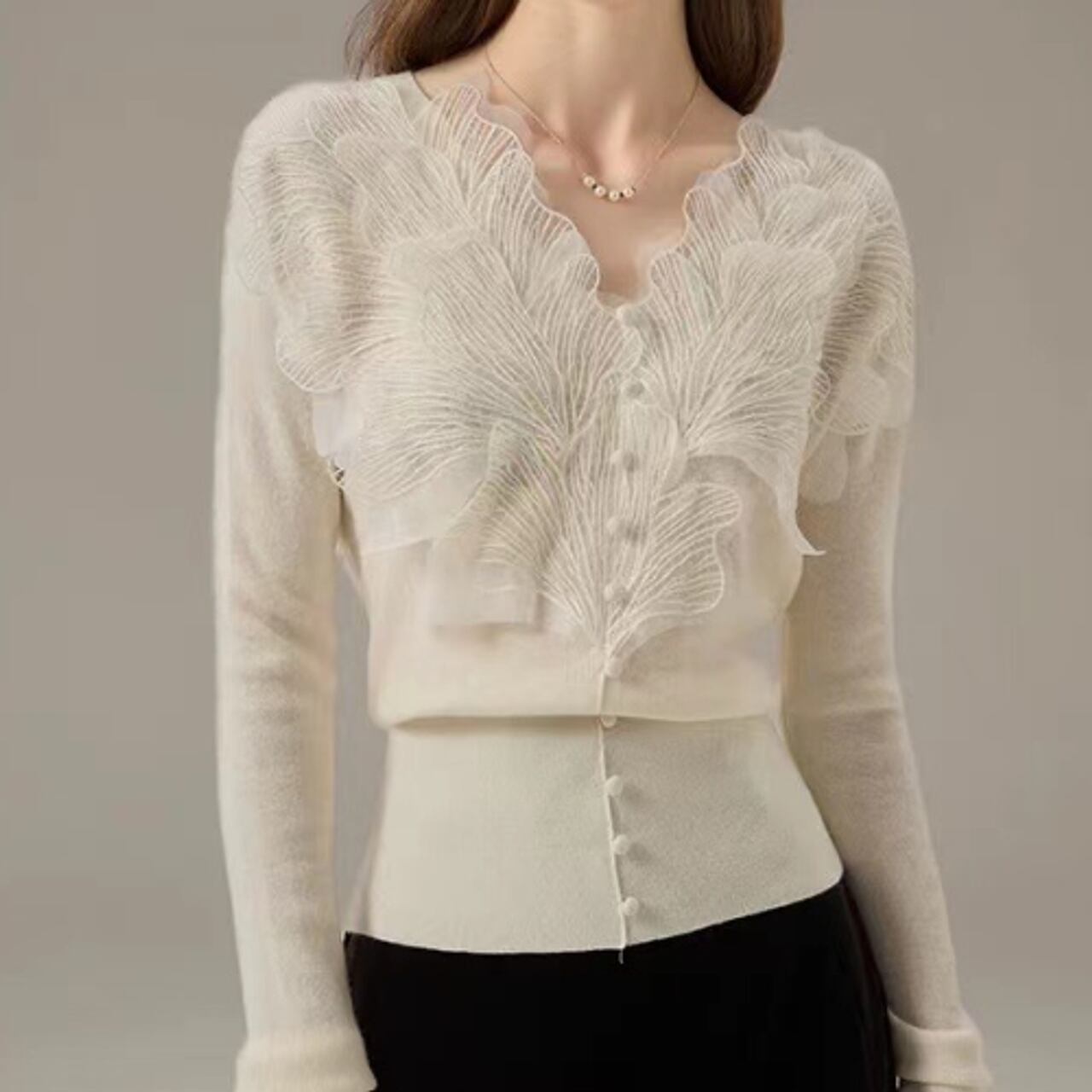 フラワーカラーカーディガン A0223