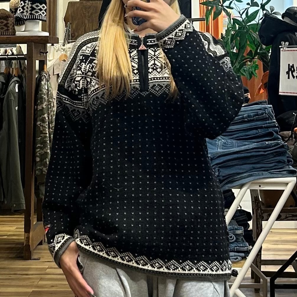 ノルディックニット　古着 ノルディック柄 アクリル×ナイロン ニットセーター メンズL 古着