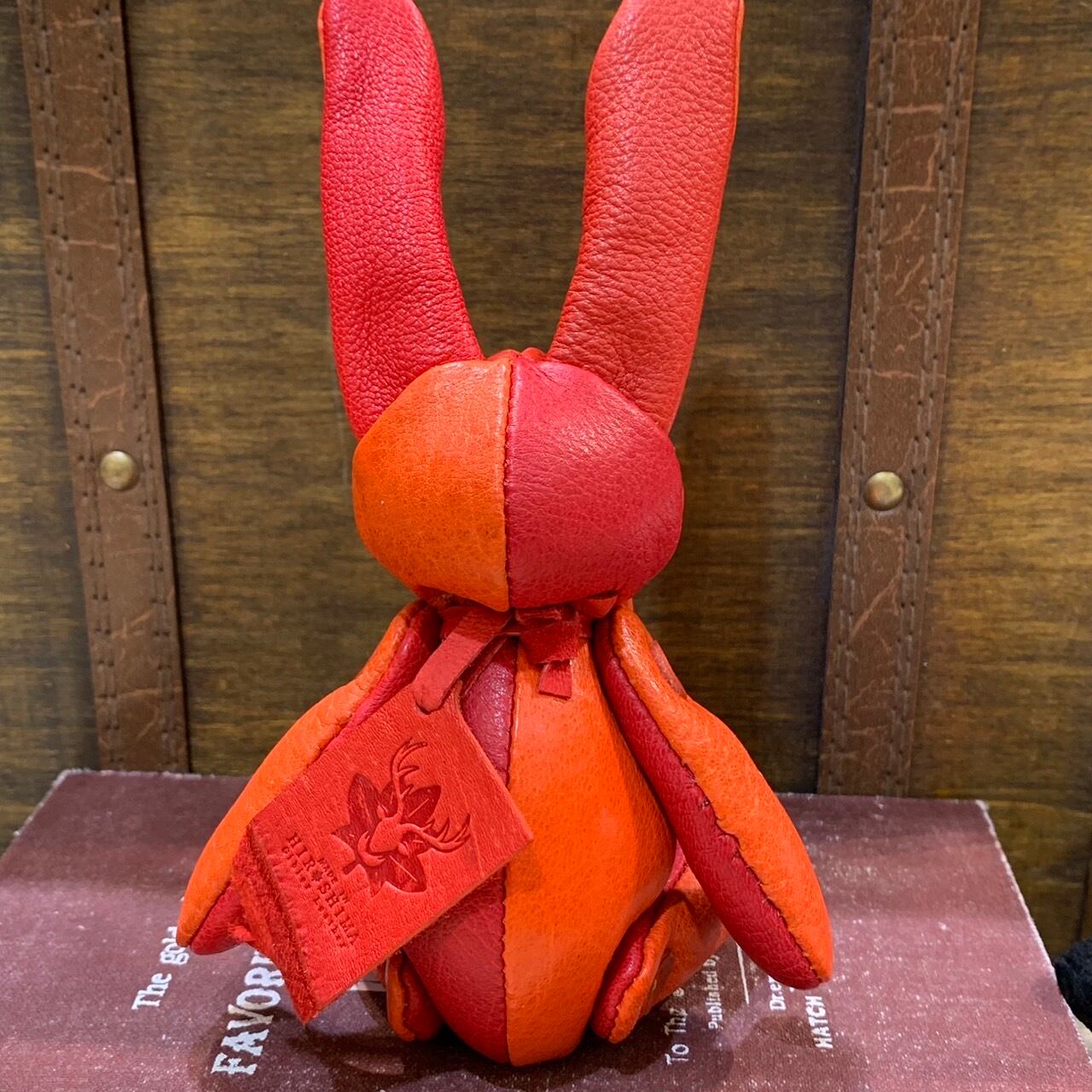 ジビエレザー鹿革ベルラビ★マイスターの手作り「ベルズラビット」広島レッド&広島バーミリオン系　写真の1点販売です