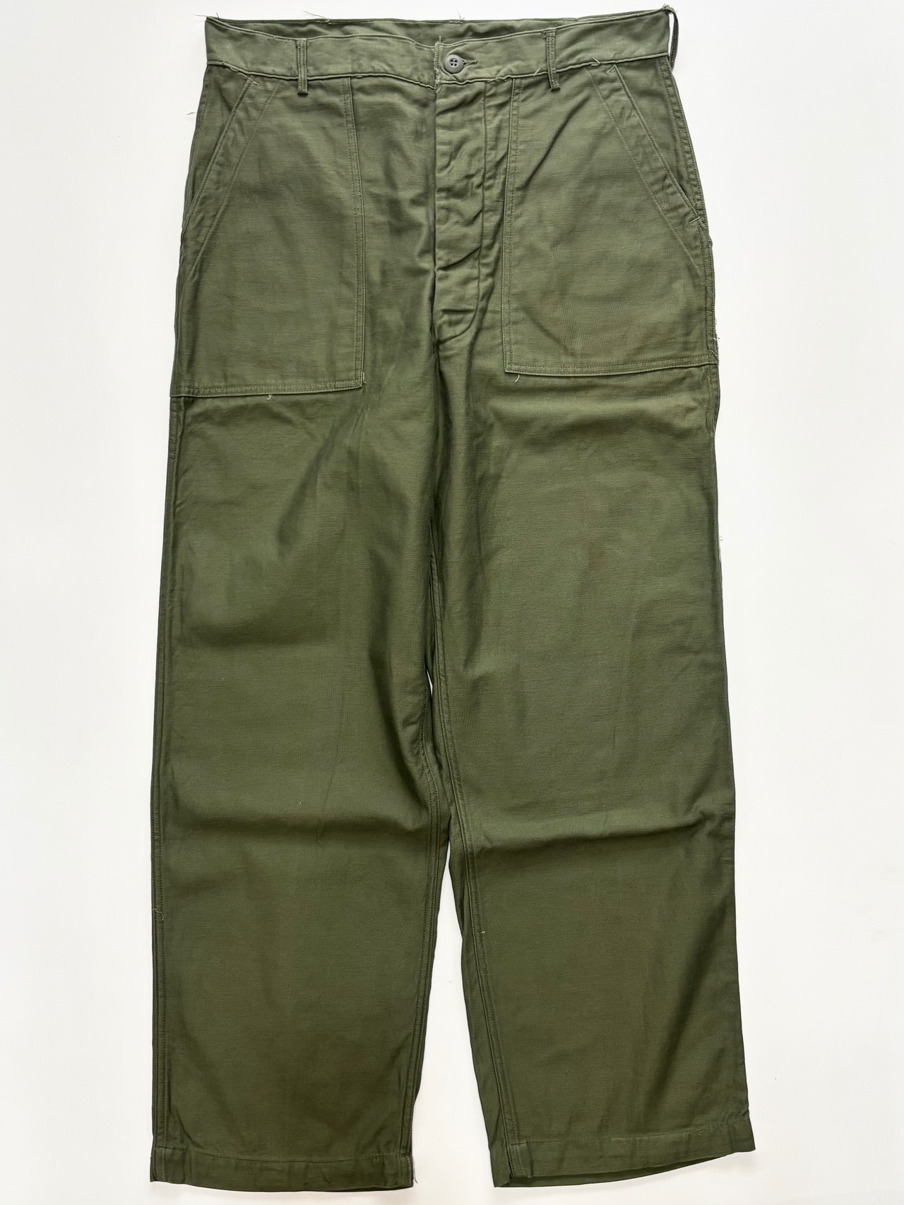 60s US ARMY OG-107 COTTON SATEEN BAKER PANTS Size W36L31→W35.5L30