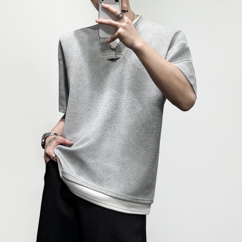 フェイクレイヤード VネックTシャツ 2カラー LB1951