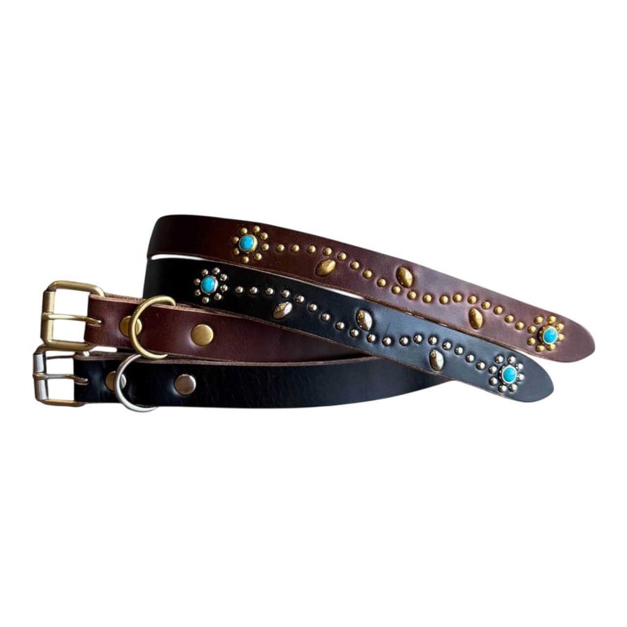 Re-ACT / Studs Flower Narrow Long Belt - スタッズ フラワー ナロー