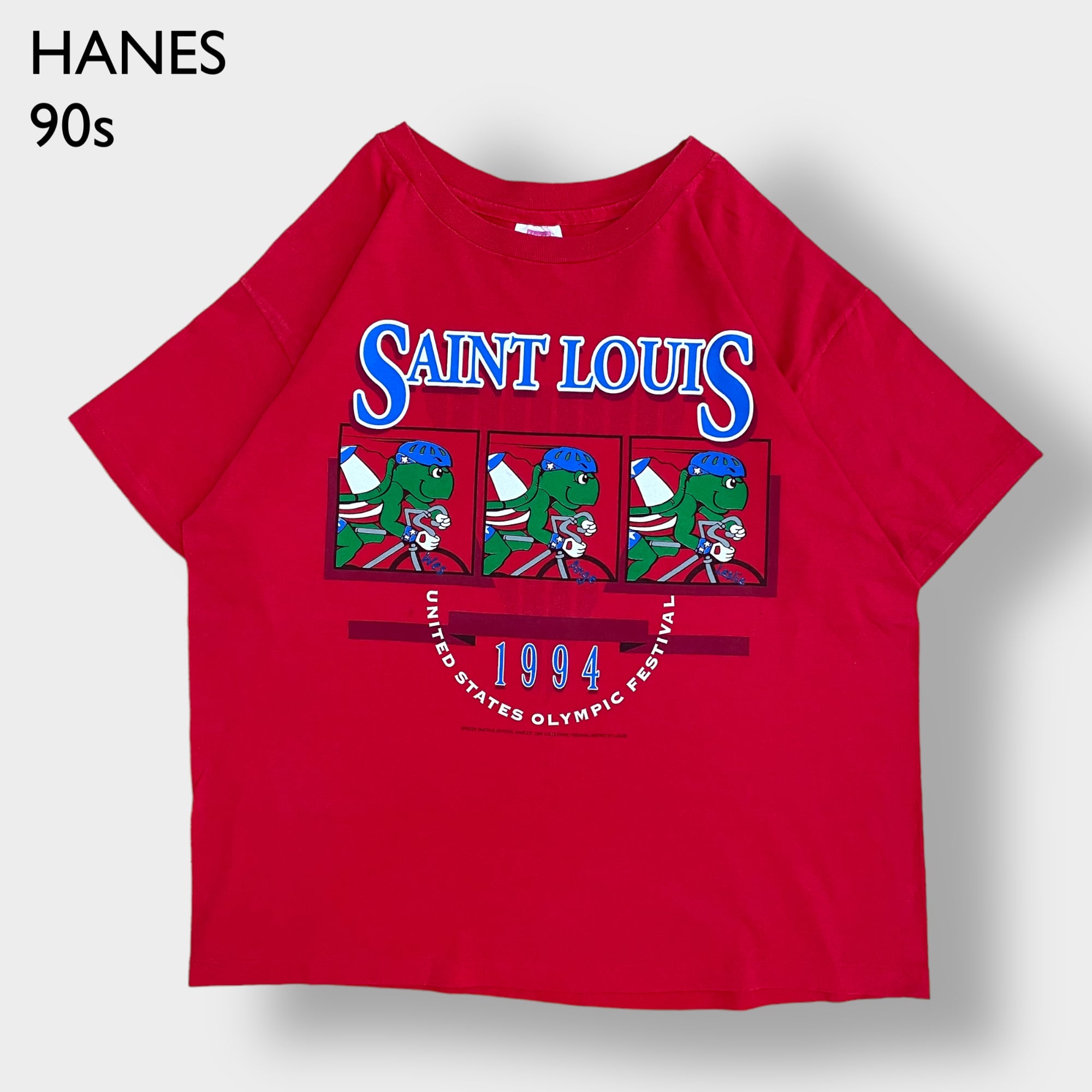 USA製 90s Hanes プリント Tシャツ 半袖 古着 ヴィンテージ-