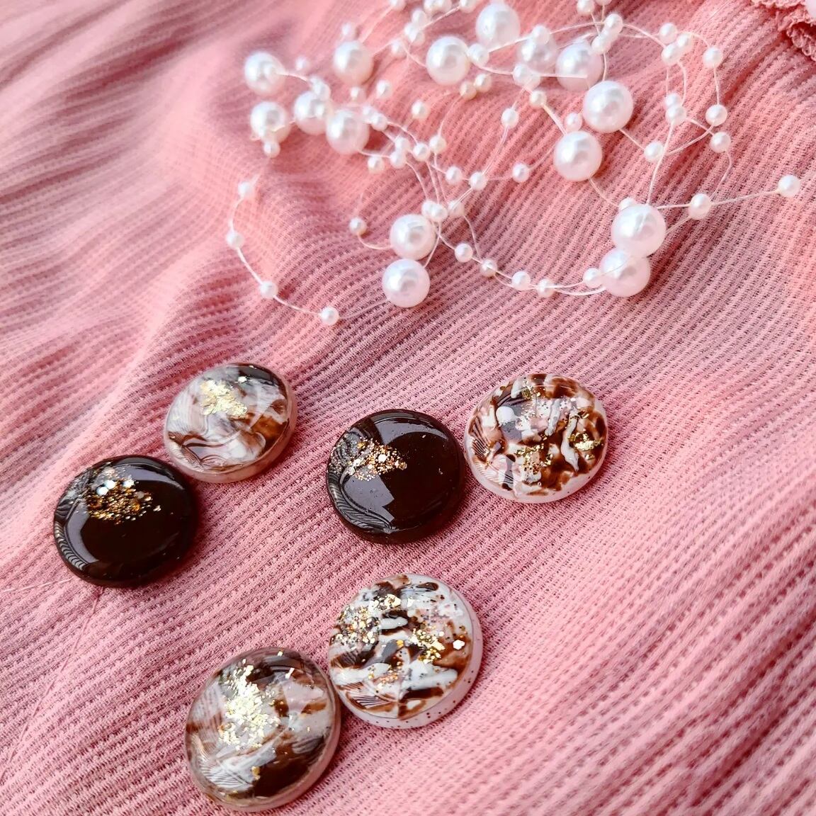 レジンアクセサリー カフェラテシリーズ(アシンメトリーver.)/レジン ピアス アクセサリー