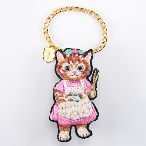 刺繍チャームブローチ Craft Club: Scissor Cat
