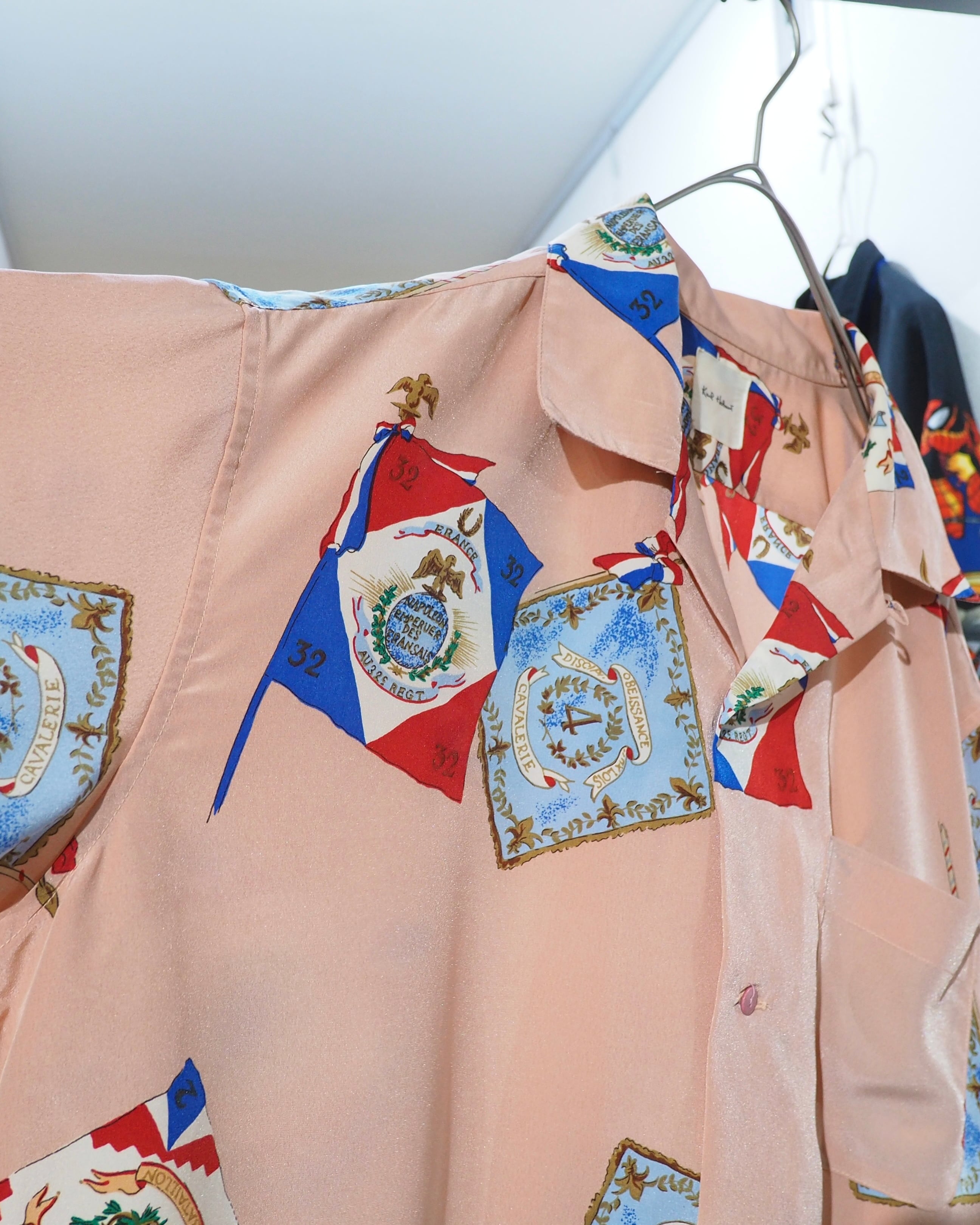 1990s " Karl Helmut " Flag pattern Design vintage SS open Collar shirt