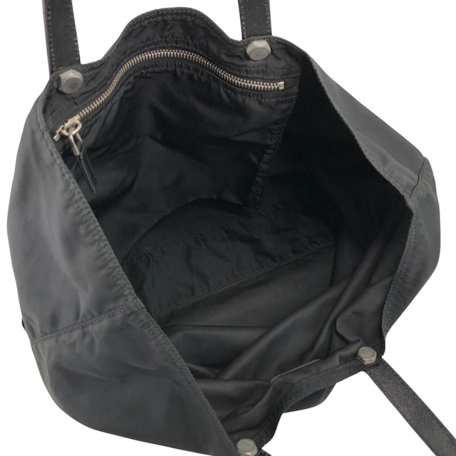 PRADA プラダ ハンドバッグ ブラック トライアングルロゴ ナット ナイロン トートバッグ レザーハンドル vintage ヴィンテージ オールド 7gtv72