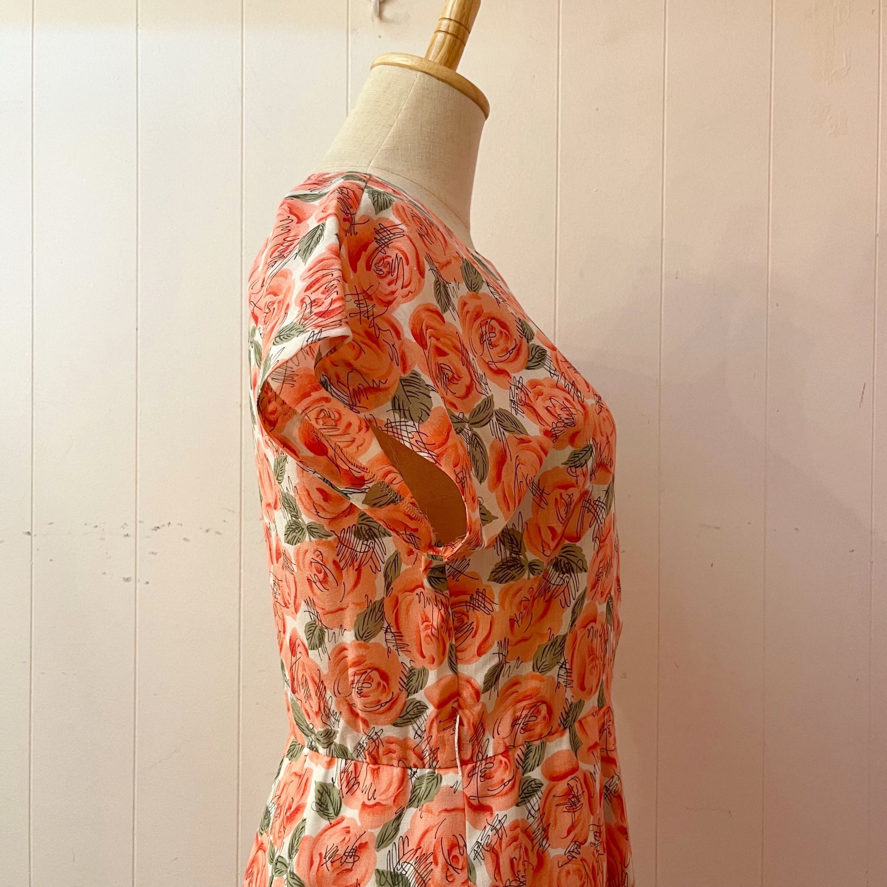 pink rose square neck one-piece