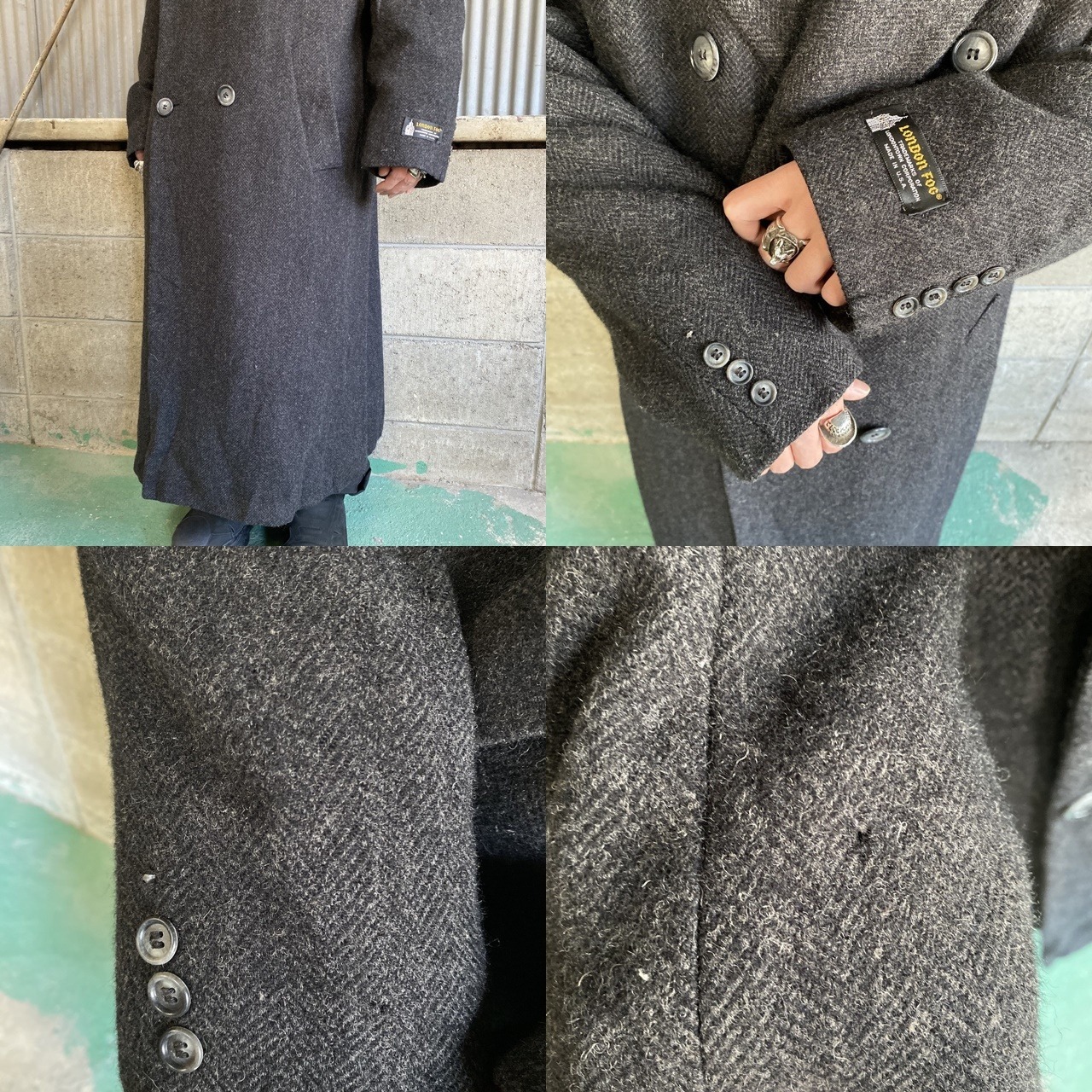 USA製 LONDON FOG ロンドンフォグ ウールマキシコート ダブルブレスト 