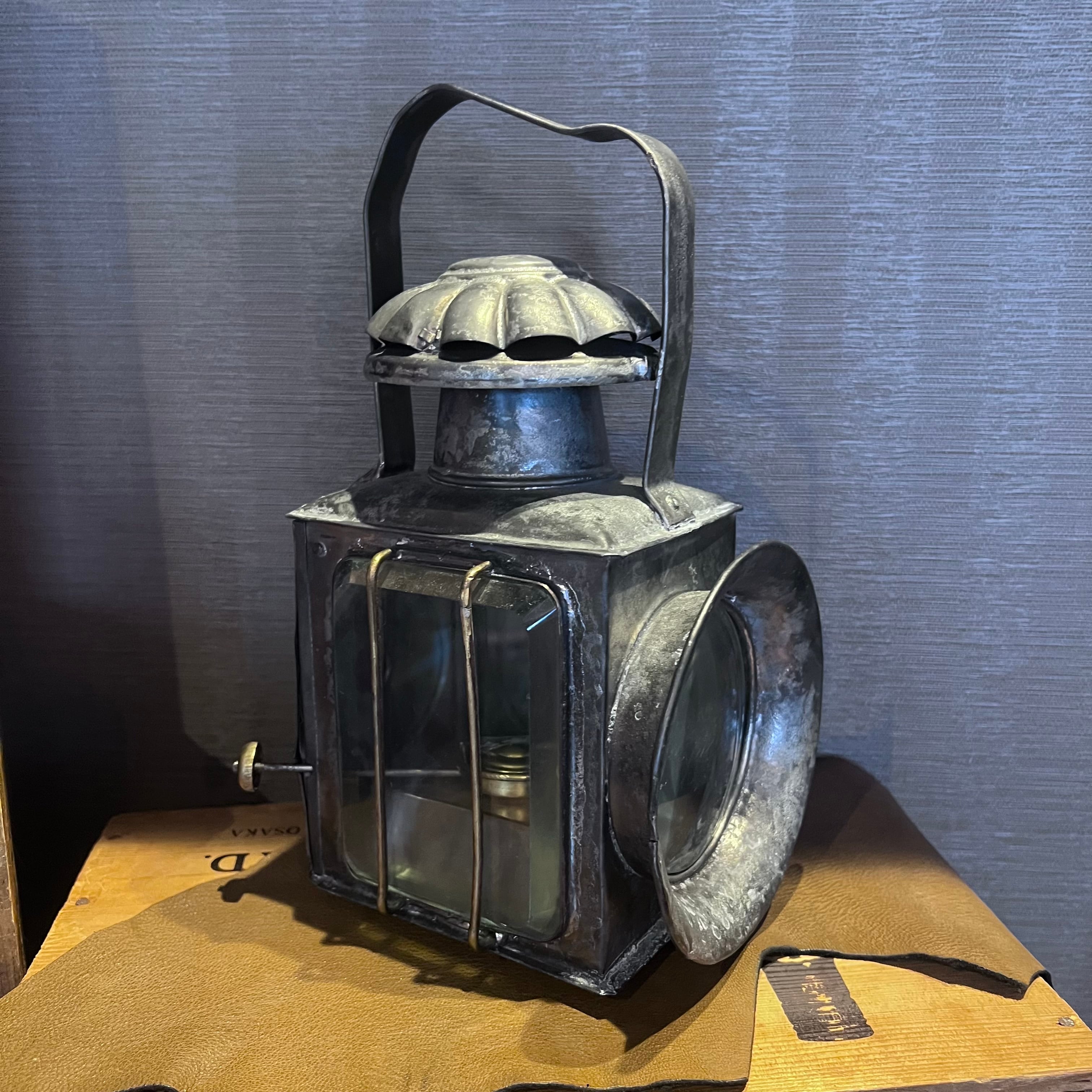 フェアハンド ヴィンテージランタン レア 1900's 3面カットガラス