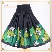 フラダンス 衣装 パウスカート ブラック系 セキノレーシングスポーツ 日本製 シングル シンプル プルメリア柄 かわいい 華やか 鮮やか 黒 緑 白 ハワイアン アロハ ハワイアンプリント フラ ダンス レッスン 練習 グリーン系 おしゃれ レディース
