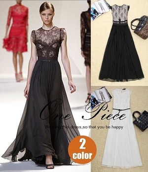 ★Ｆ☆シ－スル－レ－スマキシ丈ワンピ(OPN0449)