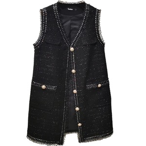 tweed pearl button vest＜t1760＞