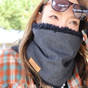 ROBIN NECK WARMER /インディゴデニムBK&ブラックファー