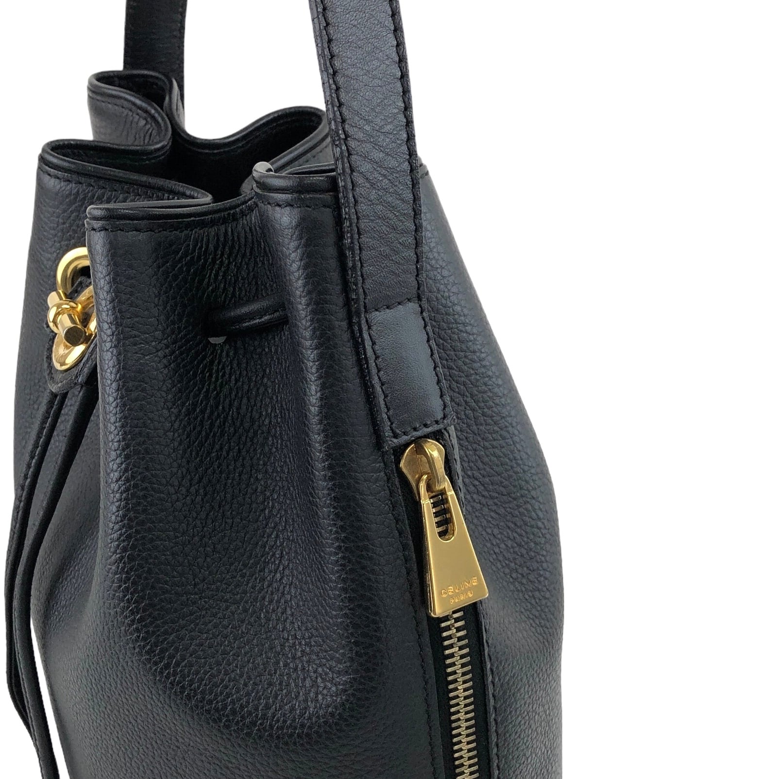 CELINE セリーヌ ショルダーバッグ ブラック マンテル レザー 巾着