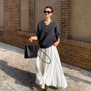 Gathered long skirt【H00542】