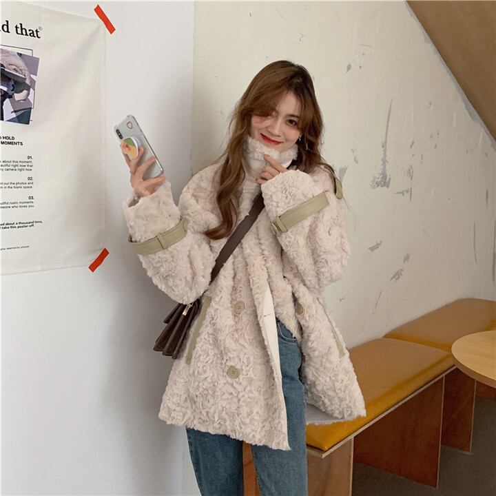 厚手 コート ゆったりする ファッション スタンドカラー ジッパー トップス 快適である 怠惰な風