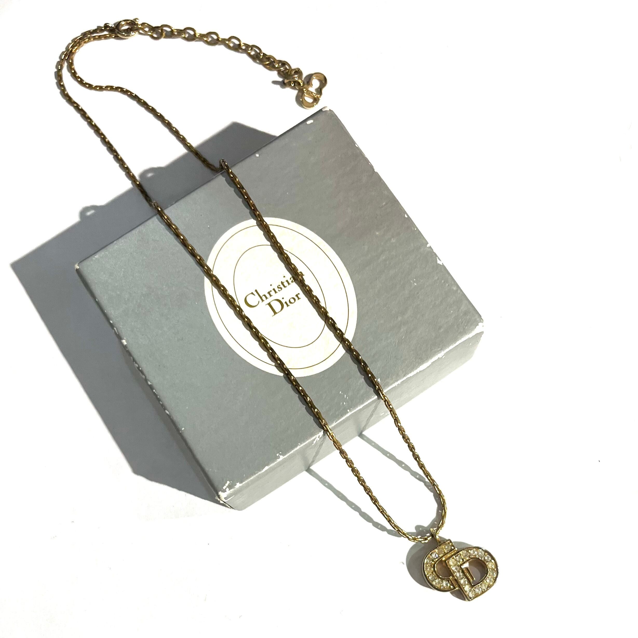 SALE【Christian Dior】 1147 DIOR CD ロゴストーンネックレス