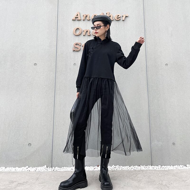 スタンダードスタイルバックルメッシュシャツ ブラウス セーター レトロ ラブタオタオダレンハウス84897009604