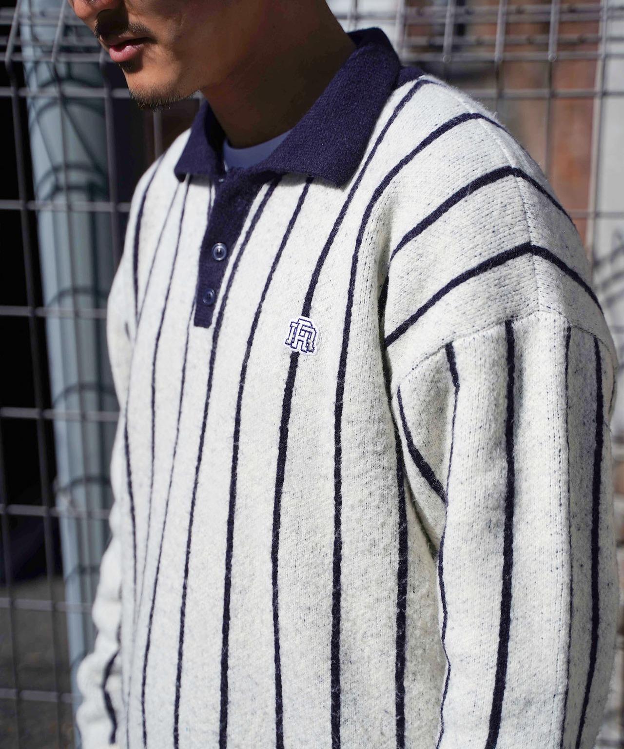 【#Re:room】STRIPE BIG KNIT POLO［REK137］