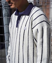 【#Re:room】STRIPE BIG KNIT POLO［REK137］