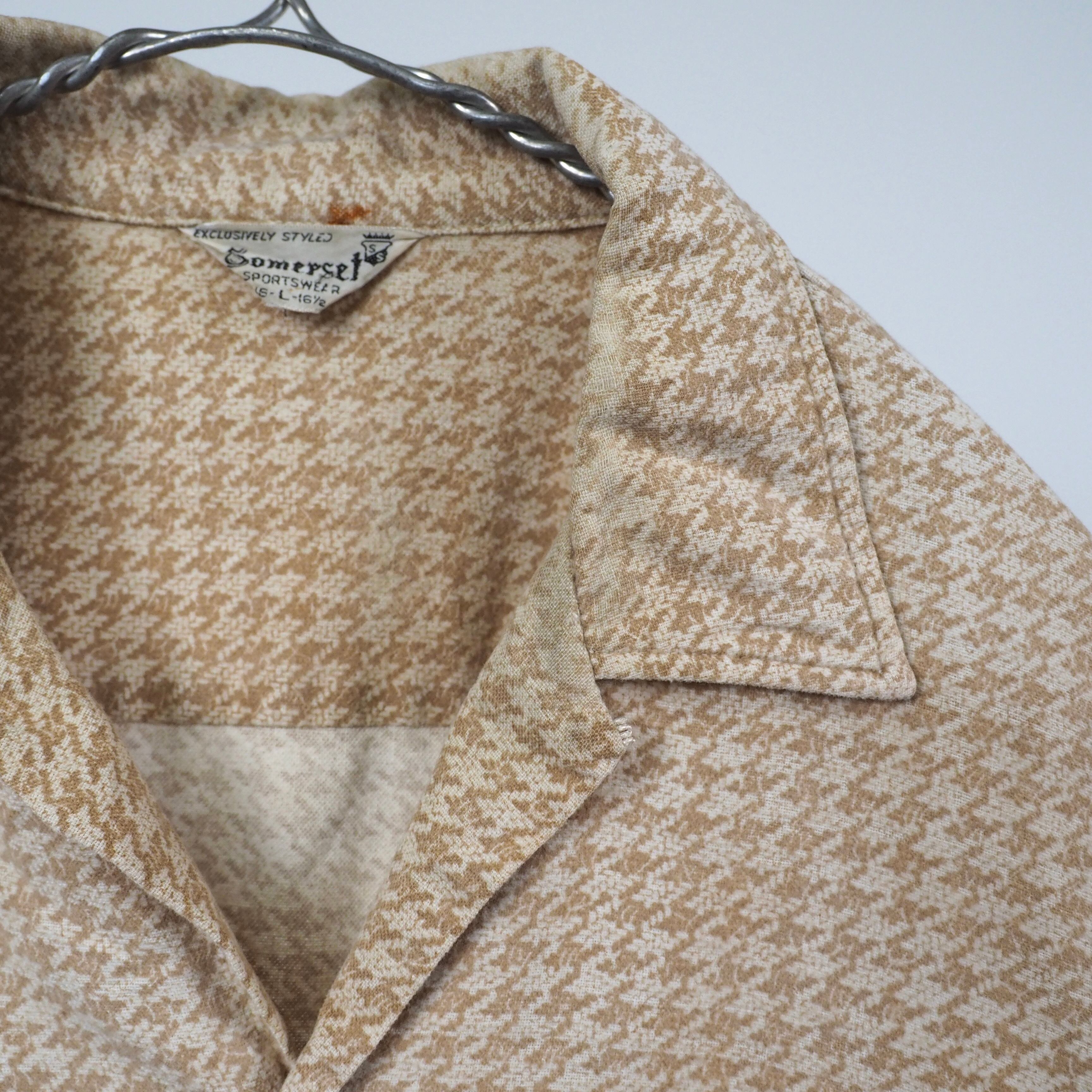 60's Somerset open collar print flannel shirt “houndstooth 60's Somerset open collar print flannel shirt “houndstooth