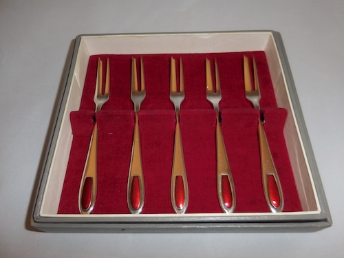 安藤七宝フォーク６客 silver & enamel six forks