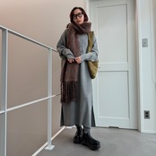 ボリュームシャギーストールマフラー/ブラウン